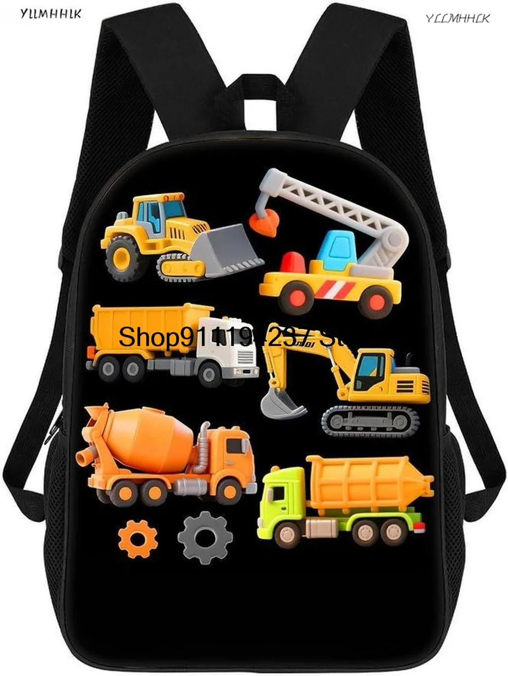 sac à dos personnalisé sur le thème des véhicules d'ingénierie, sac à dos pour pelle, sac à dos pour camion de construction