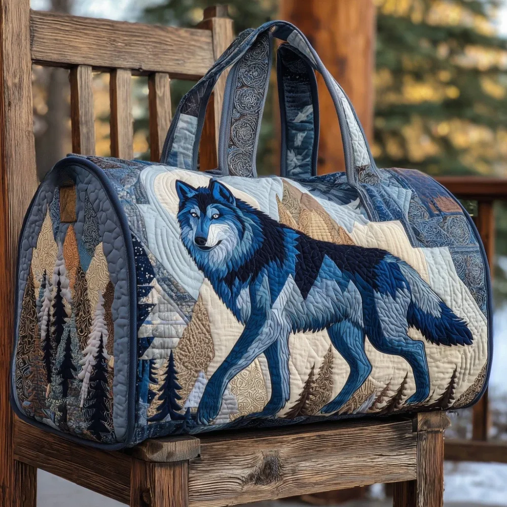 sac de voyage matelassé motif plume de loup, imprimé 3d spirit animal tribal, léger, bagage cabine pour week-end, aventure et sport