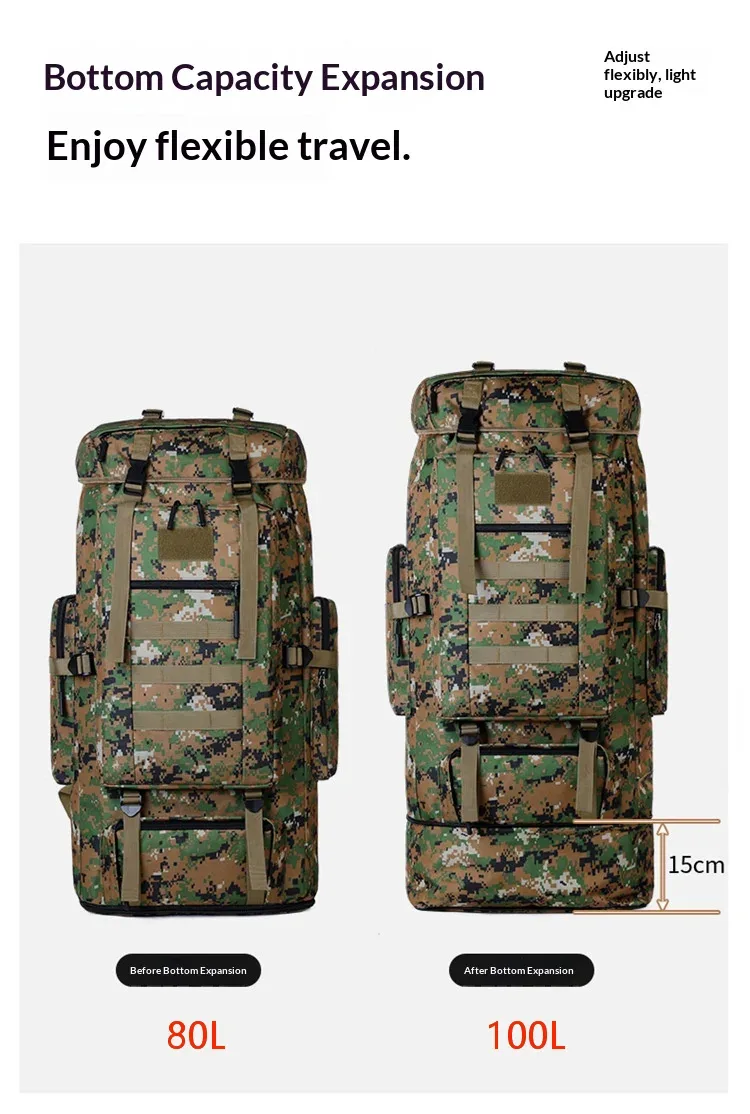 sac à dos de randonnée homefish 80l/100l, grand sac à dos de montagne, sac à dos tactique pour l'escalade, la randonnée, le camping et les voyages