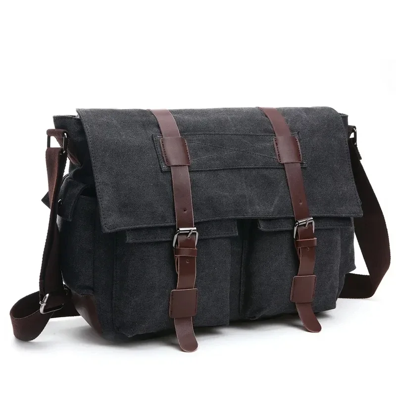 toile hommes sacs de messager d'affaires pour hommes sac à bandoulière vintage toile sac à bandoulière rétro décontracté bureau sac de voyage