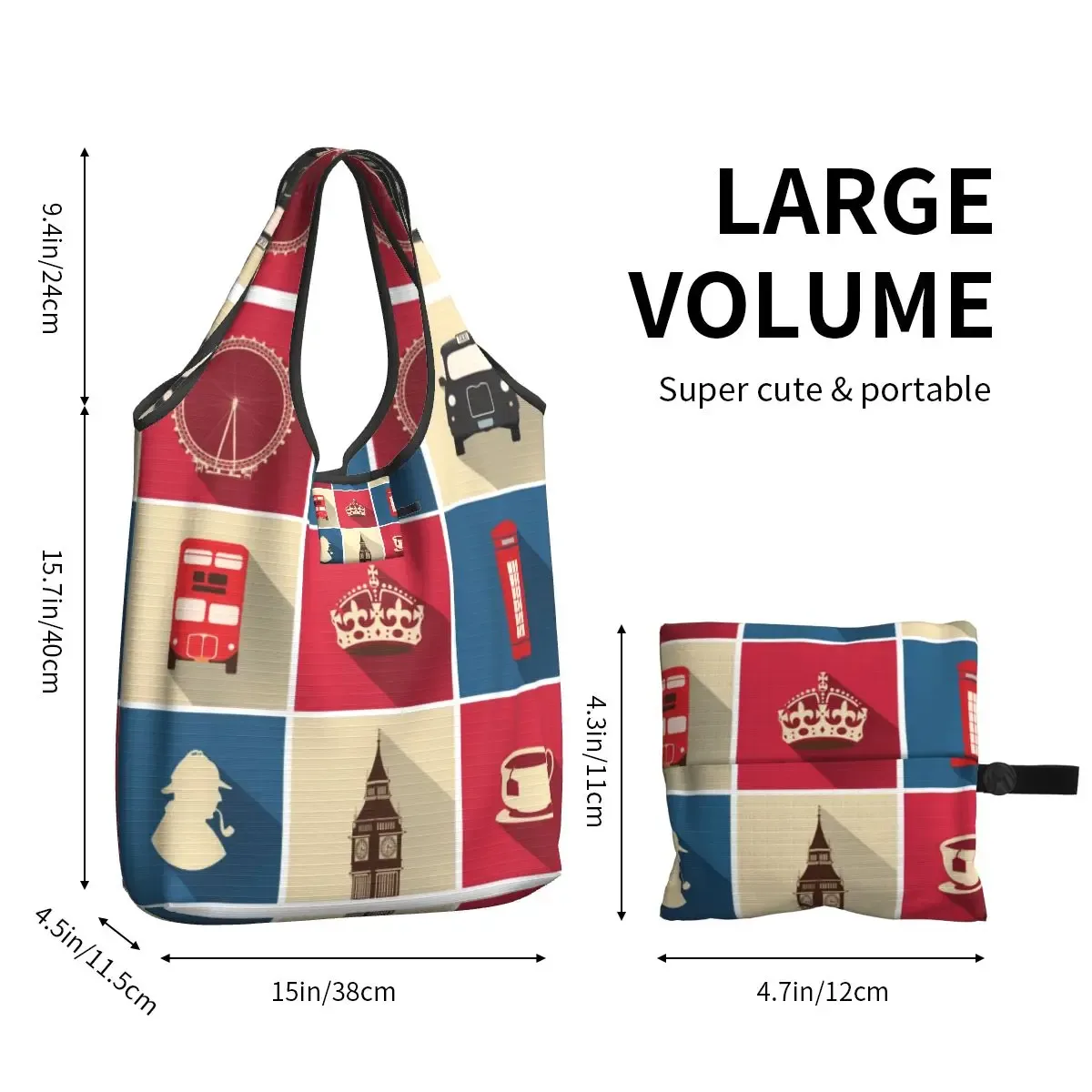 sac fourre-tout portable britannique sensation red bus, btfashion, vintage, royaume-uni, londres, symdockers shopping, épicerie, sac initié