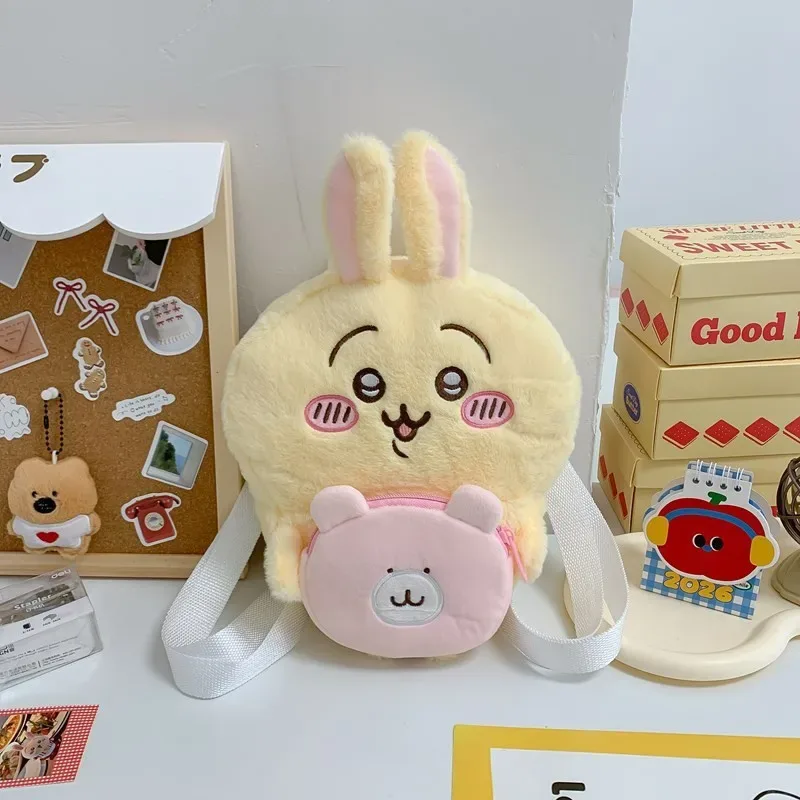 nouveau sac à bandoulière en velours brodé chiikawa, sac à dos de rangement pour figurines anime, sacs kawaii pour femme
