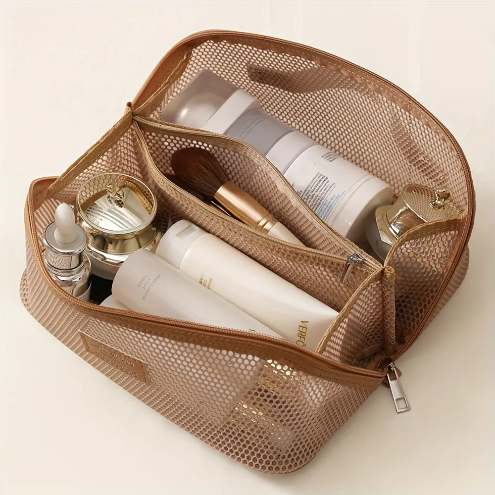 sac de rangement de maquillage de luxe, trousse de toilette de voyage pour femme avec fermeture éclair, pochette de rangement de grande capacité pour les produits de maquillage des femmes