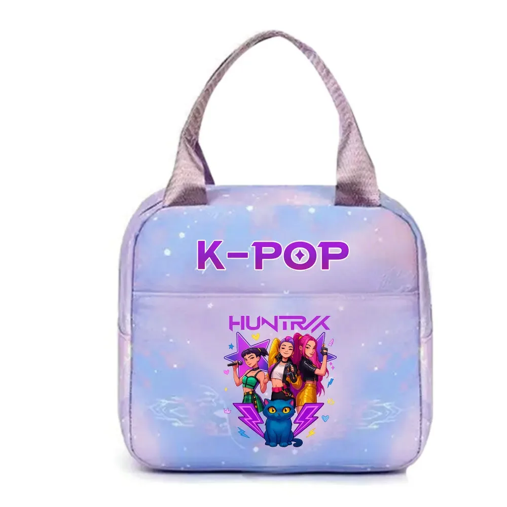 kpop demon hunters office workers avec sac à déjeuner portable isolé de grande capacité, sac à bandoulière à double usage