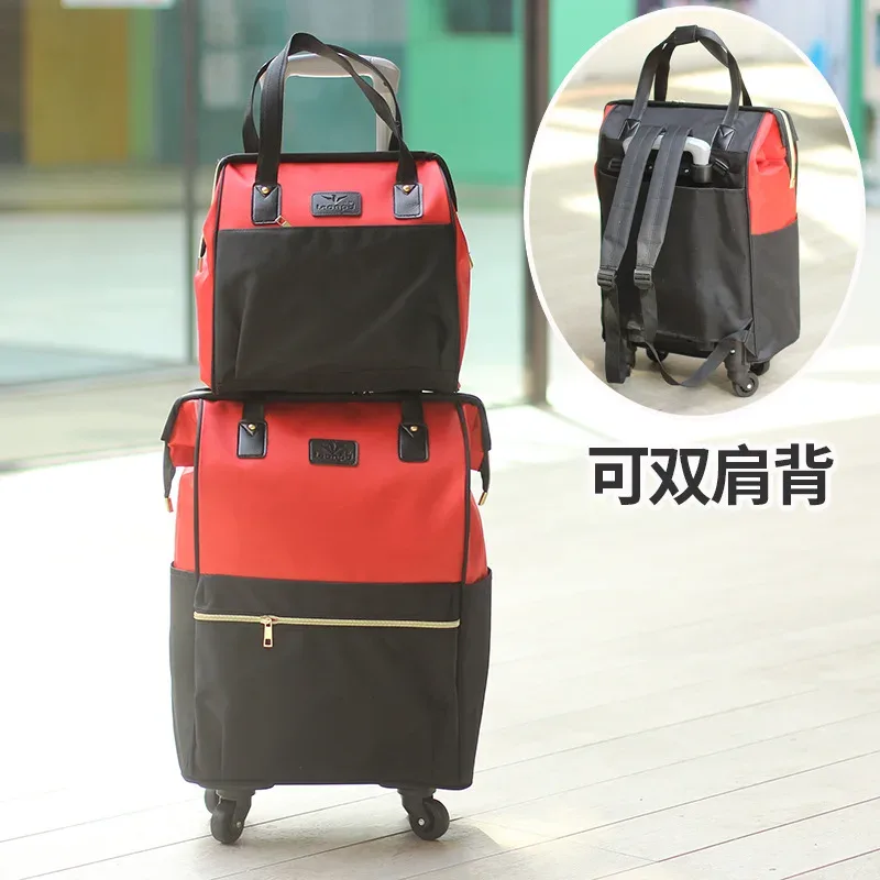 valise de voyage simple et portable de grande capacité pour femmes, sac à roulettes, sac à dos, sac d'embarquement, 2025