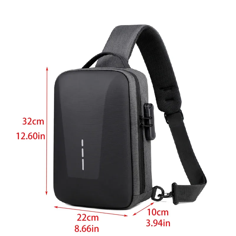 sacs de poitrine antivol à serrure à combinaison avec port de chargement usb, sac à bandoulière de mode pour hommes d'affaires, sac à bandoulière de rangement de voyage