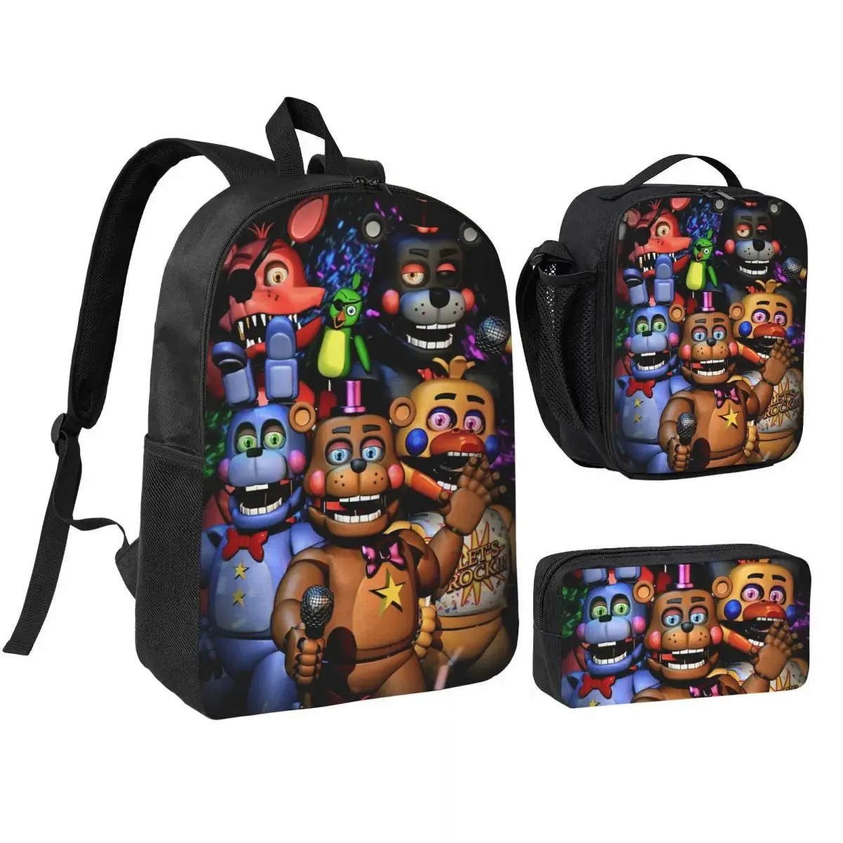 sac dos polyester noir motif clown stylistique bourse déjeuner trousse stylos accessoires voyage étudiant retour école portable