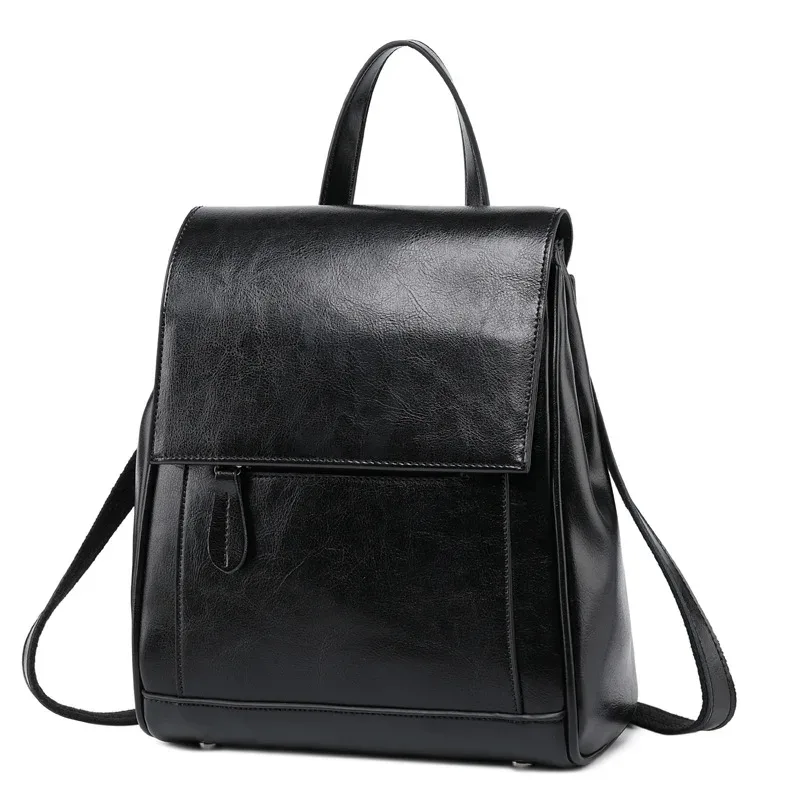 sac à dos en cuir véritable sac à dos pour femmes école sacs à bandoulière voyage huile cire peau de vache femme sac à dos sac à bandoulière