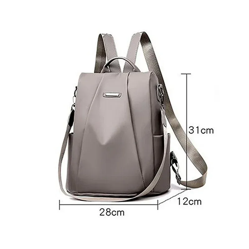 sac à dos multifonction pour femmes, sac d'école décontracté en nylon de couleur unie pour filles, sac à bandoulière de voyage à la mode avec sangle détachable