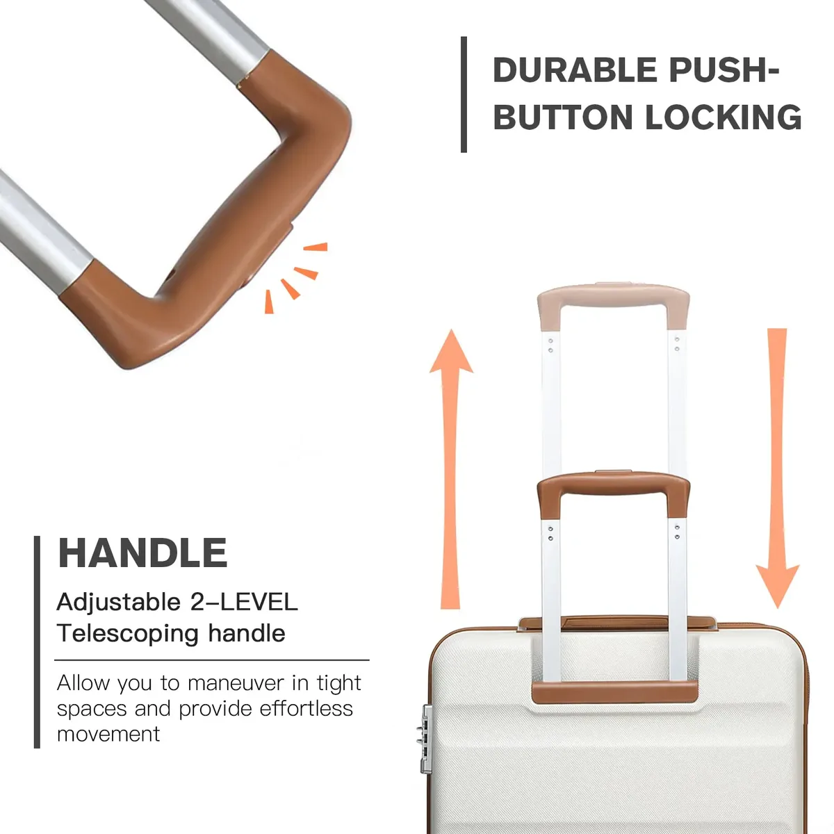 valise kono valise trolley légère et rigide avec 4 roues jumeaux et serrure tsa matériau abs (s m l)