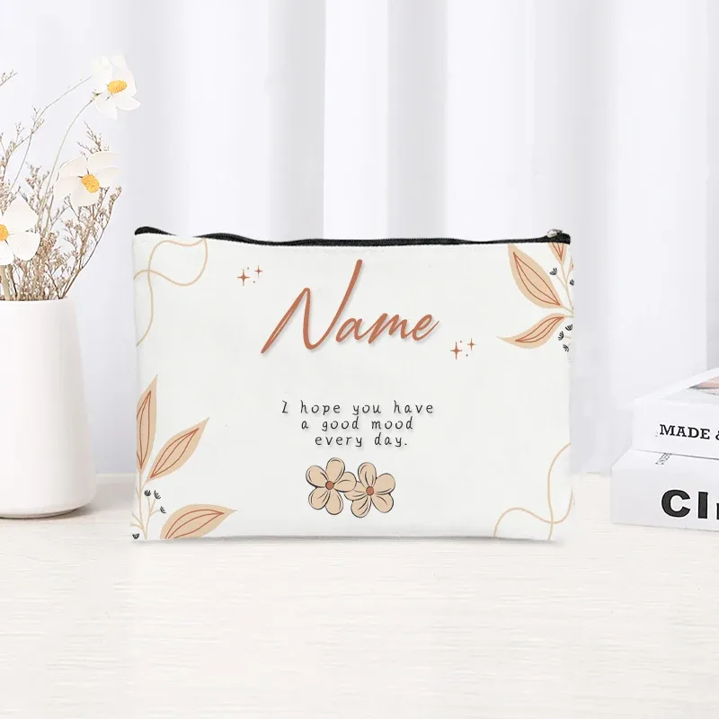 trousse de maquillage personnalisée pour femmes, pochette de rangement simple et fraîche, cadeau pour enseignant(e) ou étudiant(e), trousse à crayons pour femme, sacs de maquillage