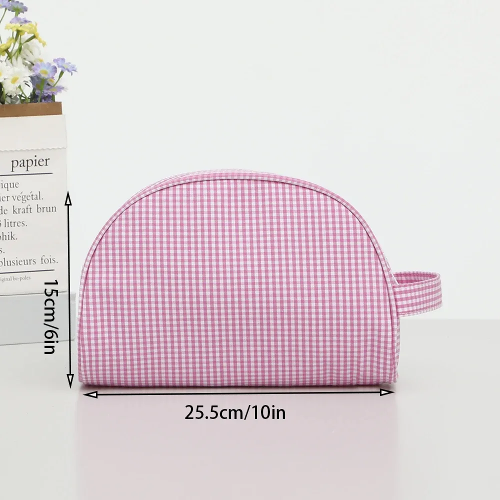 grand sac à main à carreaux pour femme, trousse cosmétique à carreaux, trousse de maquillage, trousse de toilette, poudres, rose, bleu, voyage