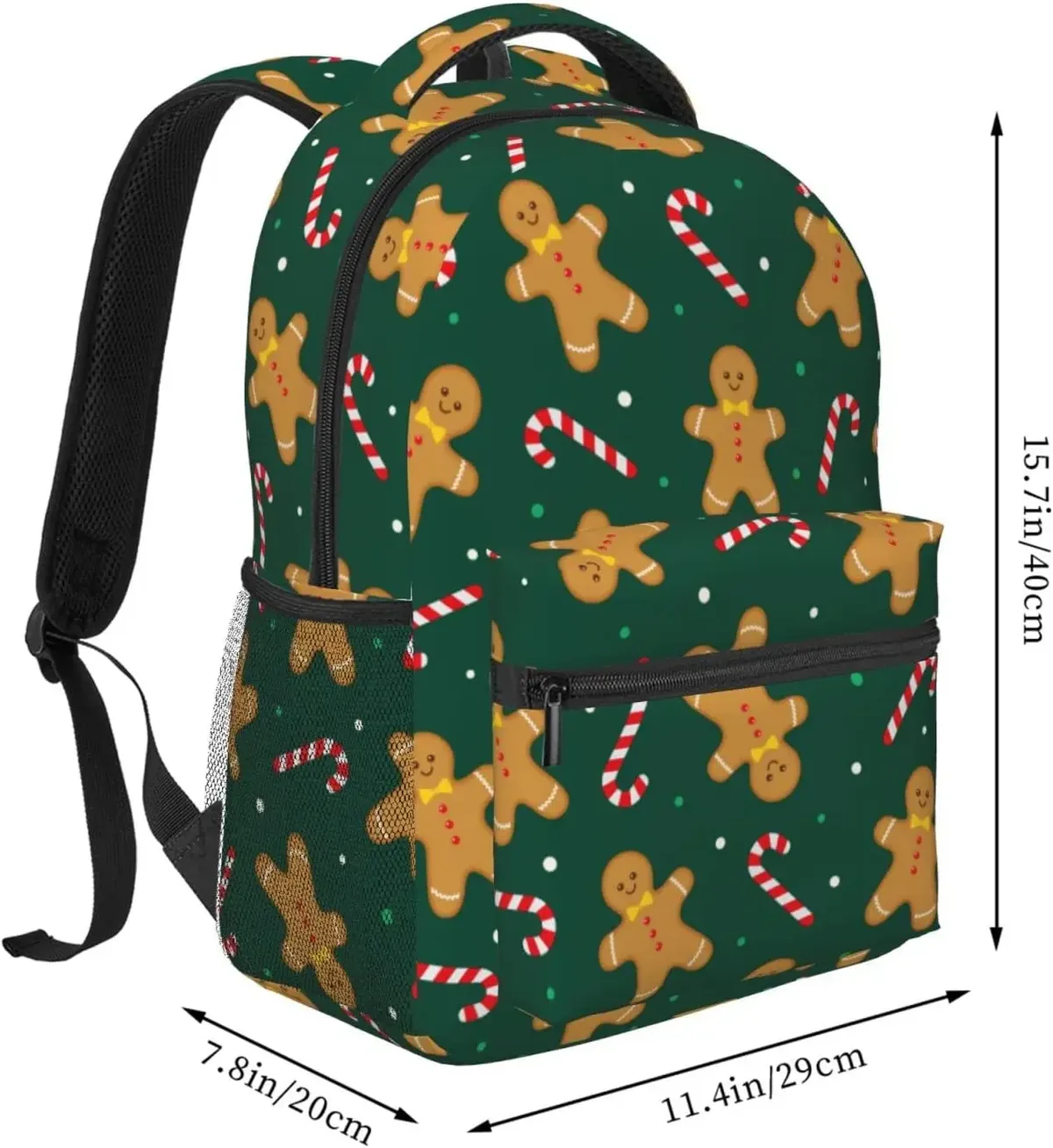 sac à dos en pain d'épice de noël pour hommes et femmes, sac à dos pour ordinateur portable léger, cartable universitaire, sac à dos décontracté, sac de voyage, canne en bonbon