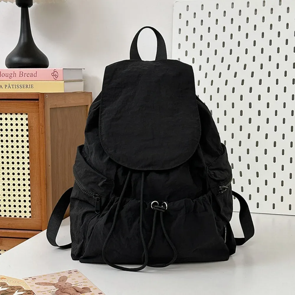 sac à dos de voyage léger et tendance, style coréen, imperméable, à cordon de serrage, grande capacité, en nylon, pour étudiants et adolescents
