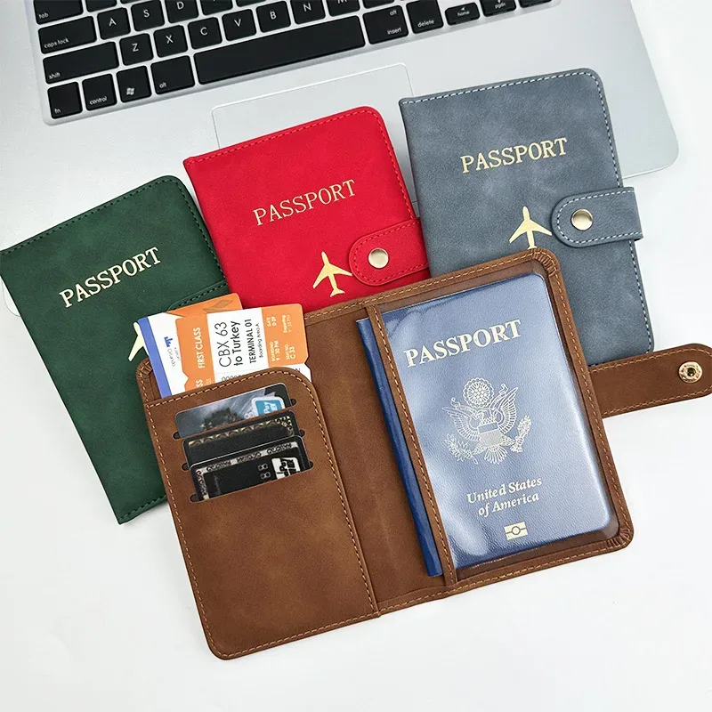 couverture de passeport à loquet d'avion unisexe, couverture de passeport de voyage, porte-carte d'identité, porte-carte de crédit, porte-passeport, accessoires de voyage