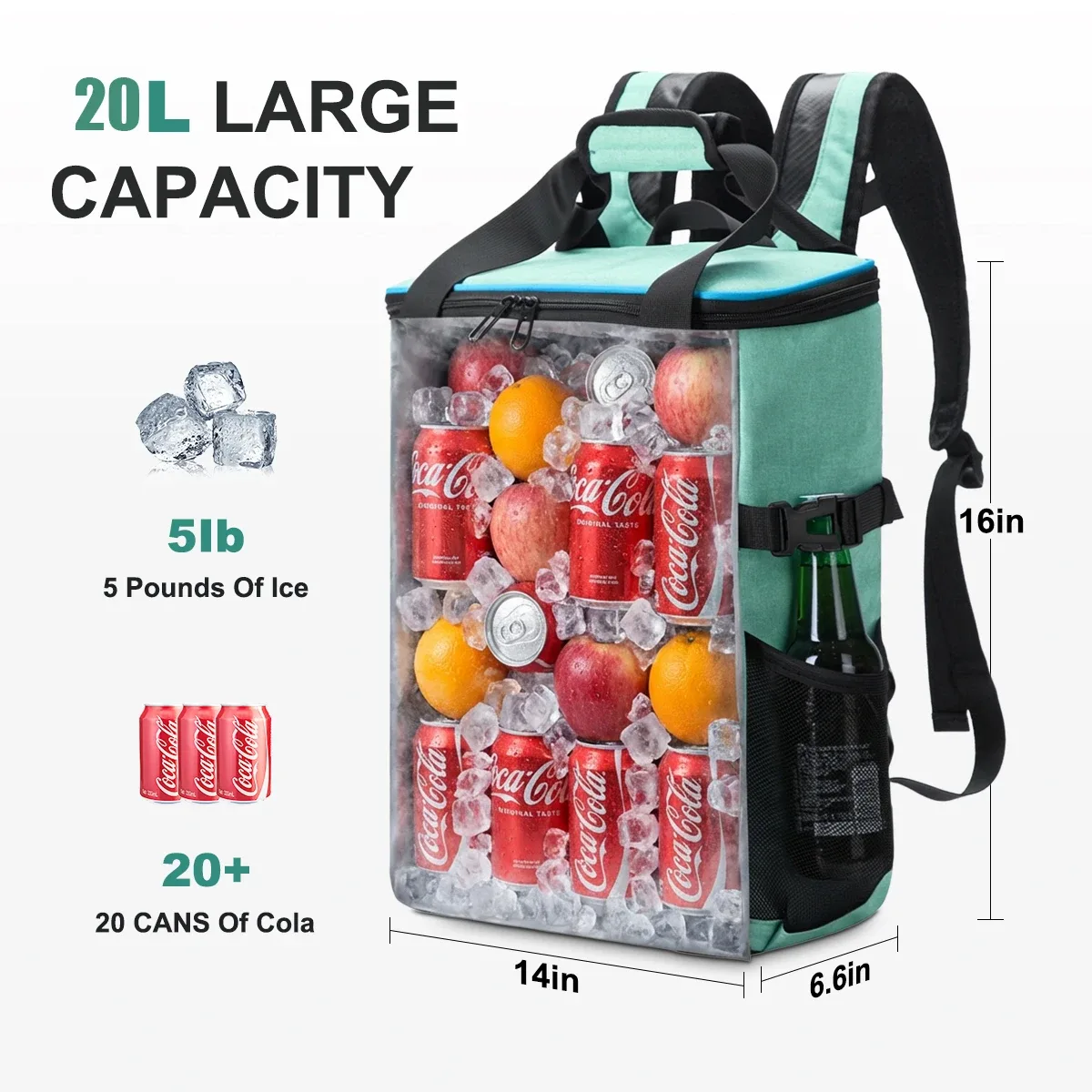 sac à dos isotherme iculbag pour hommes et femmes, capacité 20 canettes, étanche, idéal pour la plage, les voyages, le camping et la randonnée