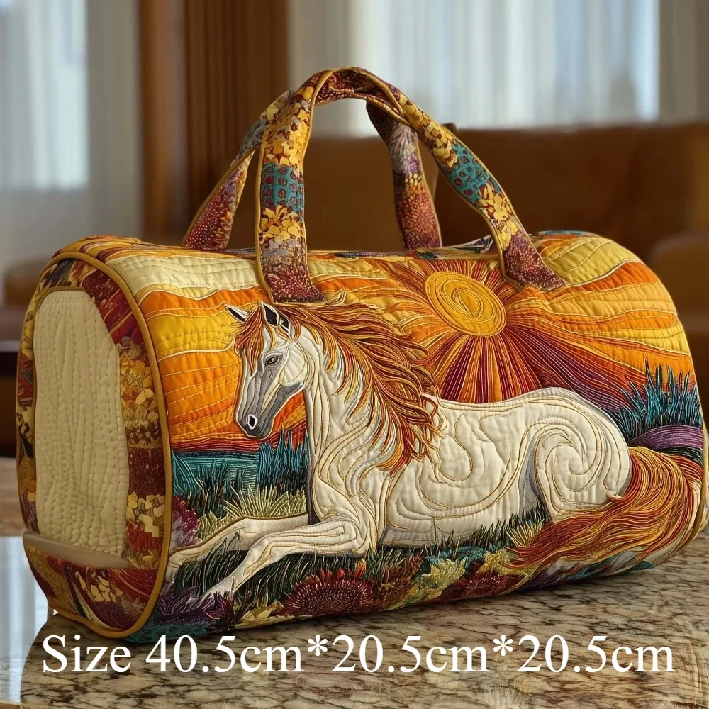 sac fourre-tout matelassé 3d de style occidental, imprimé cheval en course, cactus, bohème, sac de voyage, sac à bandoulière fait à la main, grande capacité, sac de transport
