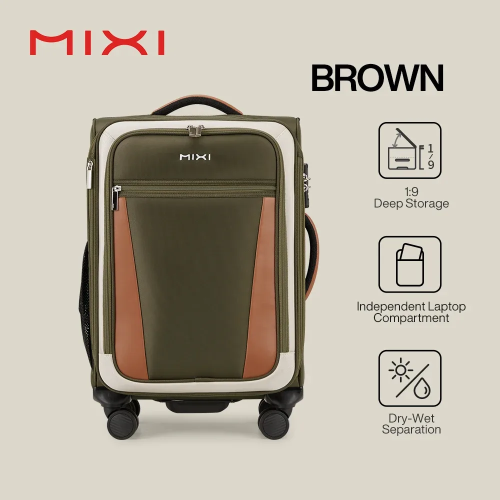mixi 20 pouces hommes voyage d'affaires oxford bagages femmes valise à main spinner roues sac roulant m8010