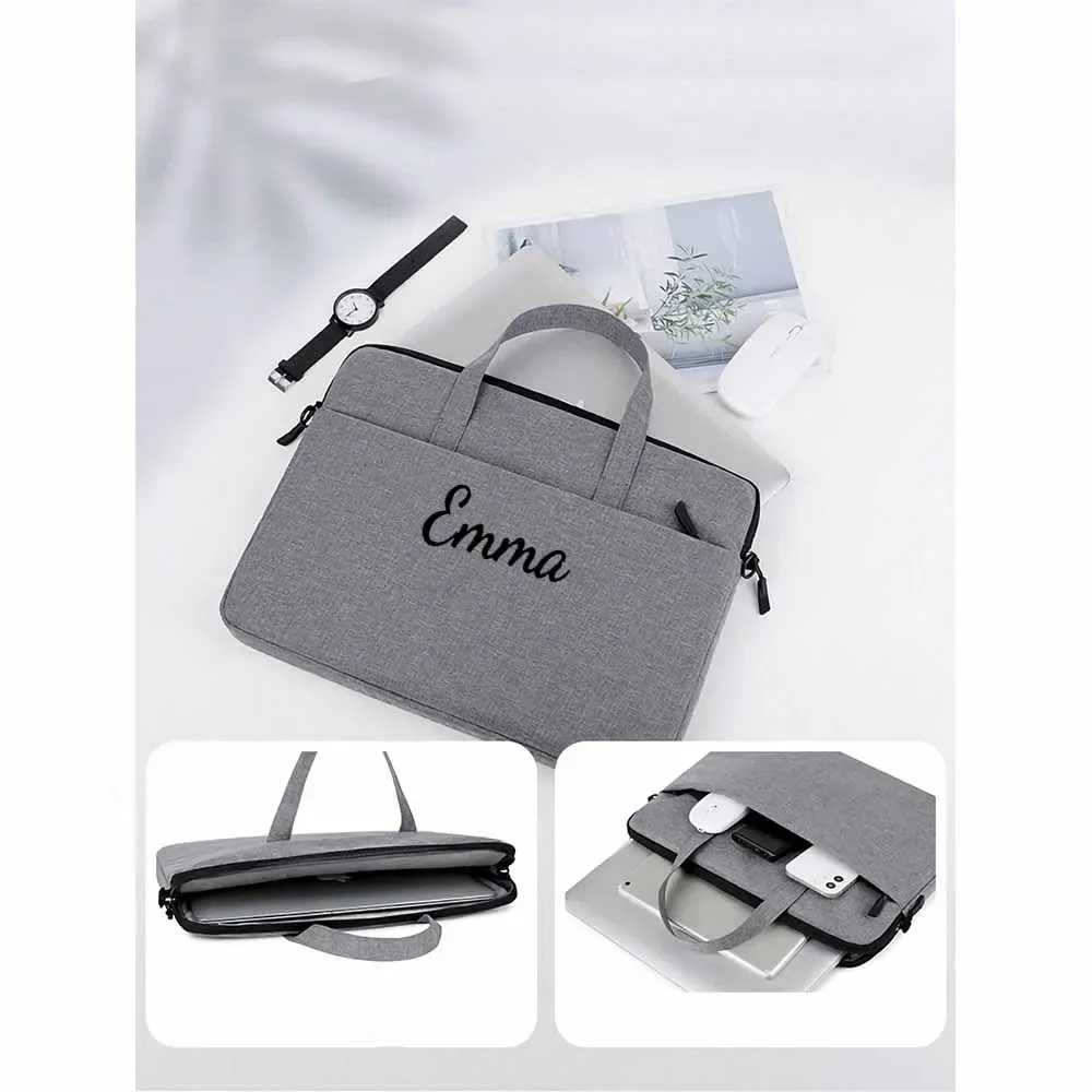 nouveau sac pour ordinateur portable avec nom brodé personnalisé sac pour ordinateur portable de grande capacité pour affaires en plein air, sac cadeau pour ordinateur portable à bandoulière unique