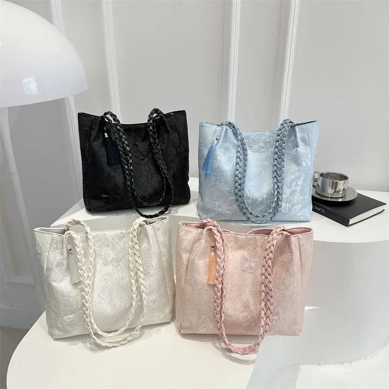 Texture loisirs nouveau Style chinois sac à bandoulière Antique polyvalent grande capacité sac fourre-tout élément Hanfu travail banlieue sac de rangement