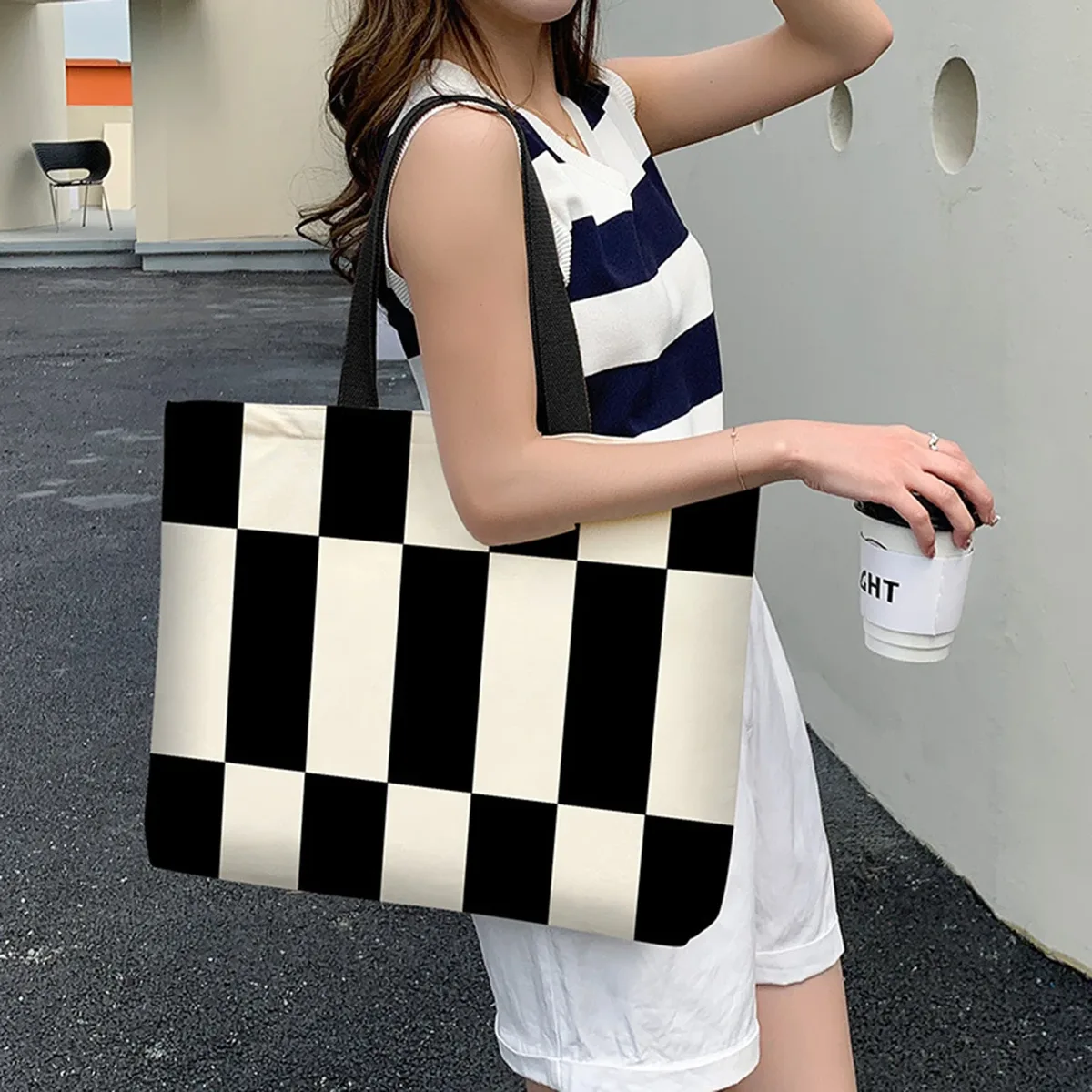 sac en toile décontracté pour femme, grande capacité, version coréenne, sac fourre-tout polyvalent pour les étudiants
