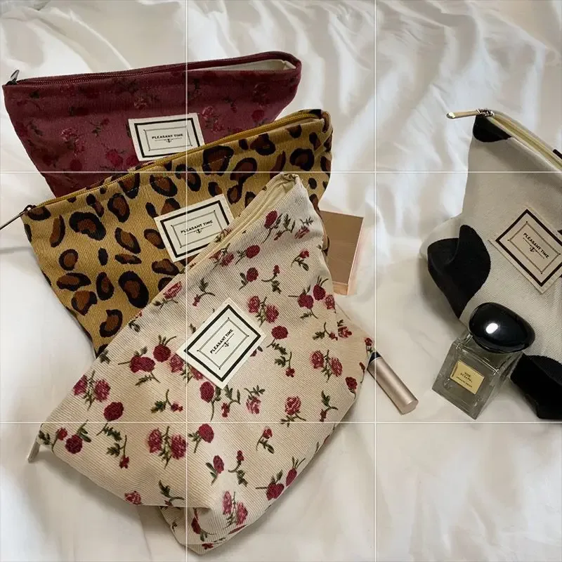 sacs à cosmétiques college léopard pour femmes, trousse de maquillage portable simple pour dames, sacs à main de voyage en plein air, sac de rangement de lavage féminin, mode