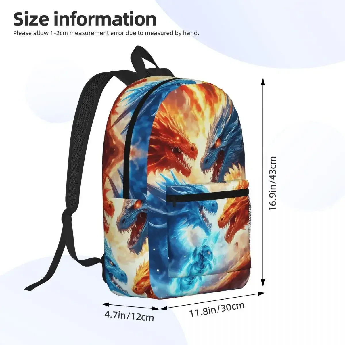sac à dos coloré imprimé dragon mythique pour étudiants, sac d'école, sac à dos de randonnée, sac de voyage pour hommes et femmes, sac à bandoulière