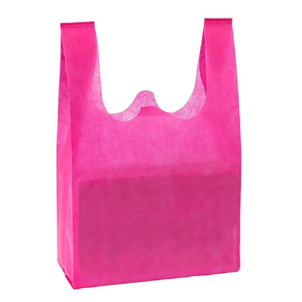 sac de courses non tissé de couleur unie, 50 pièces, sac à main portable de grande capacité écologique, sac de rangement pratique et durable pour jouets