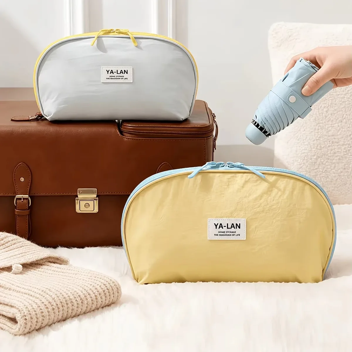 sac de rangement de voyage grande capacité, pochette de rangement pour sous-vêtements, trousse de maquillage portable, trousse de toilette pour femmes en tissu oxford
