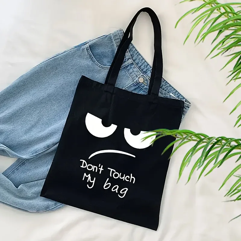 sac à main à imprimé amusant, grand sac fourre-tout léger avec visage humoristique, élégant et décontracté, adapté pour le shopping, sacs à bandoulière pliables