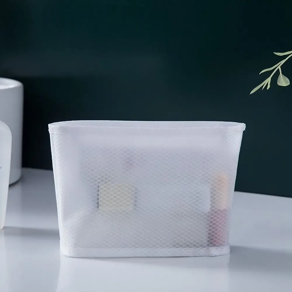 pochette de lavage en tissu maillé eva blanche, organiseur de voyage, trousses de maquillage, sacs cosmétiques en maille, sac de rangement combiné pour articles de toilette