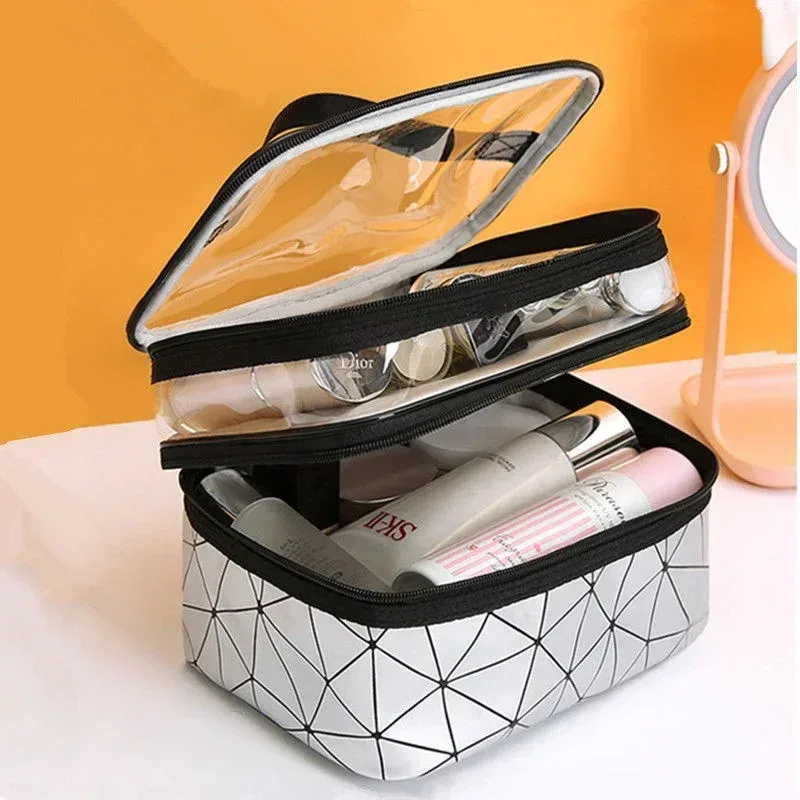 trousse de maquillage double portable grande capacité version coréenne ringer sac de voyage multifonctionnel trousse de toilette sac de rangement portable