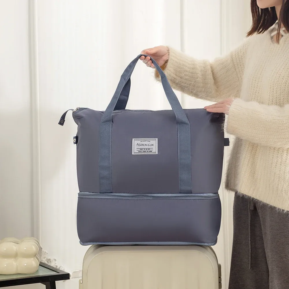 sac de voyage pliable promotionnel et tendance, grande capacité, double compartiment ; sac de rangement pour bagages ; sac à main multifonctionnel ; sac de maternité léger, portable et extensible ; sac de sport unisexe