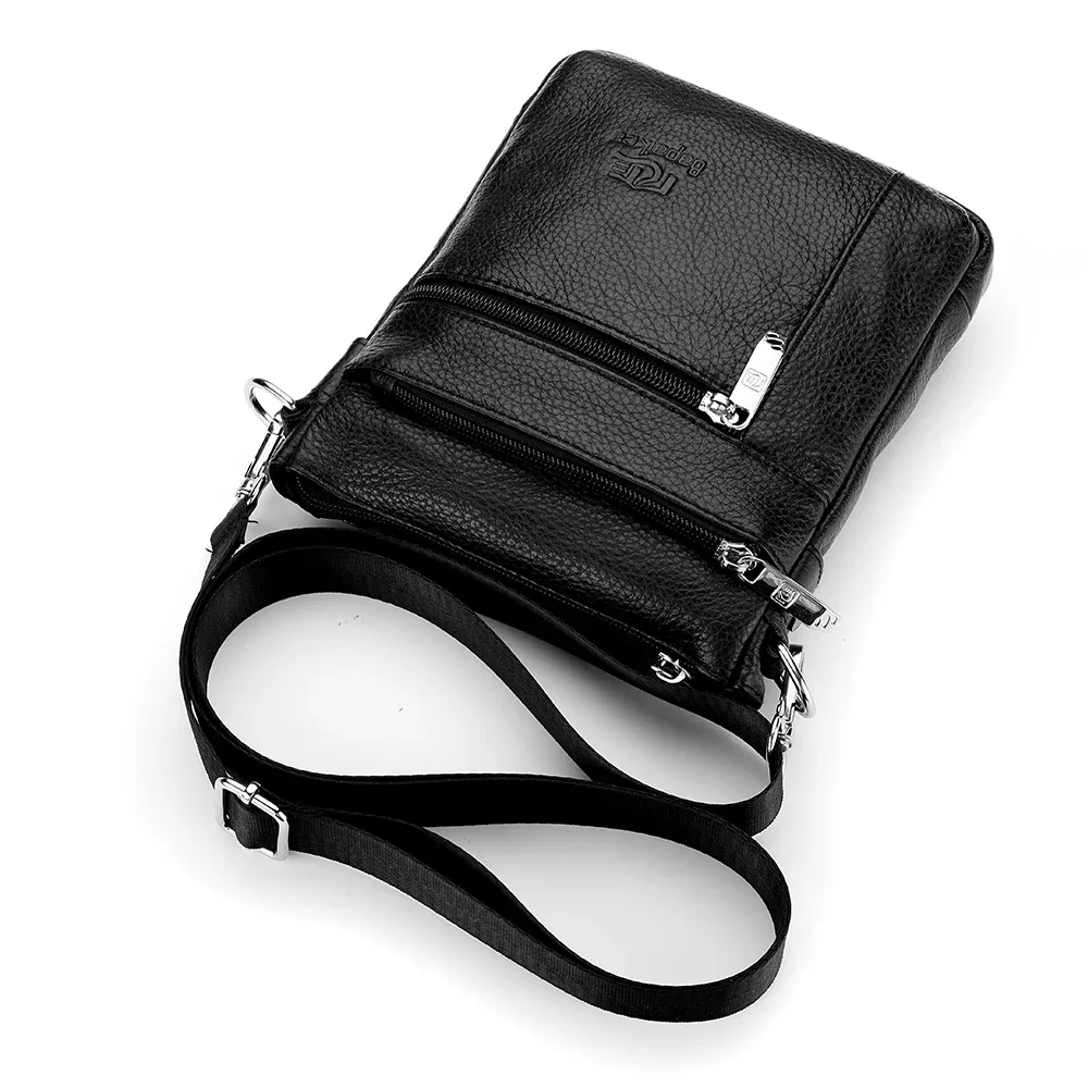 Sac à bandoulière simple en cuir véritable pour hommes, sac à bandoulière d'affaires décontracté, sacoche en cuir de haute qualité pour hommes