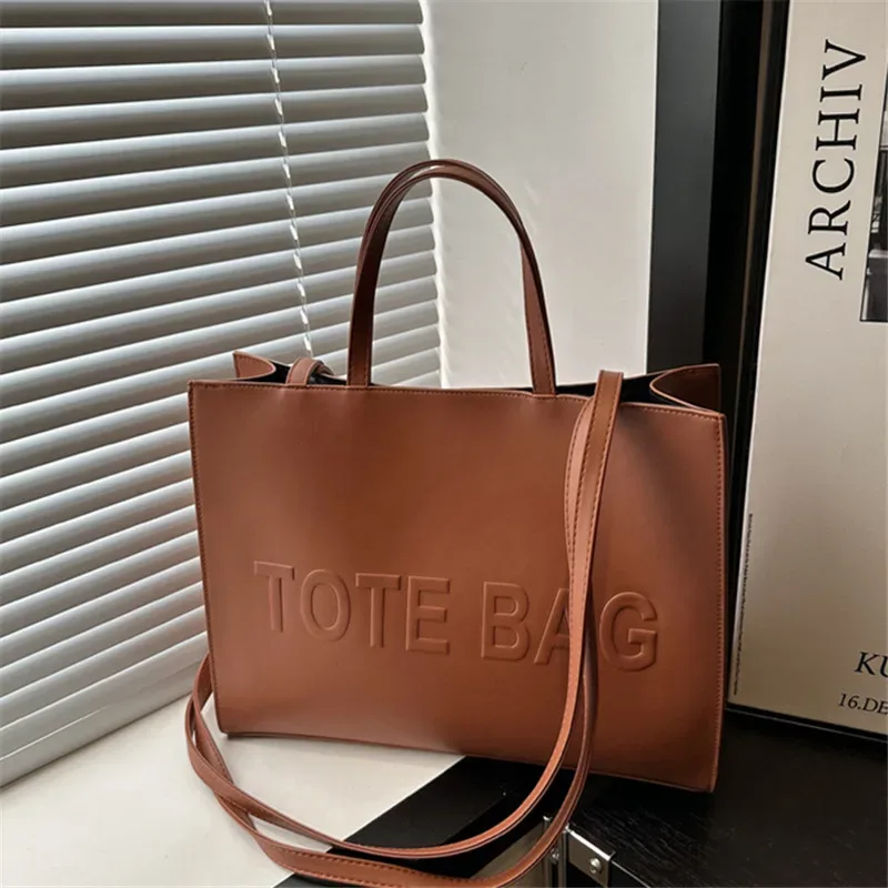 sacs fourre-tout vintage simples en cuir pu pour femmes, sacs à bandoulière simples à la mode décontractée, sac à main pour le travail et le shopping