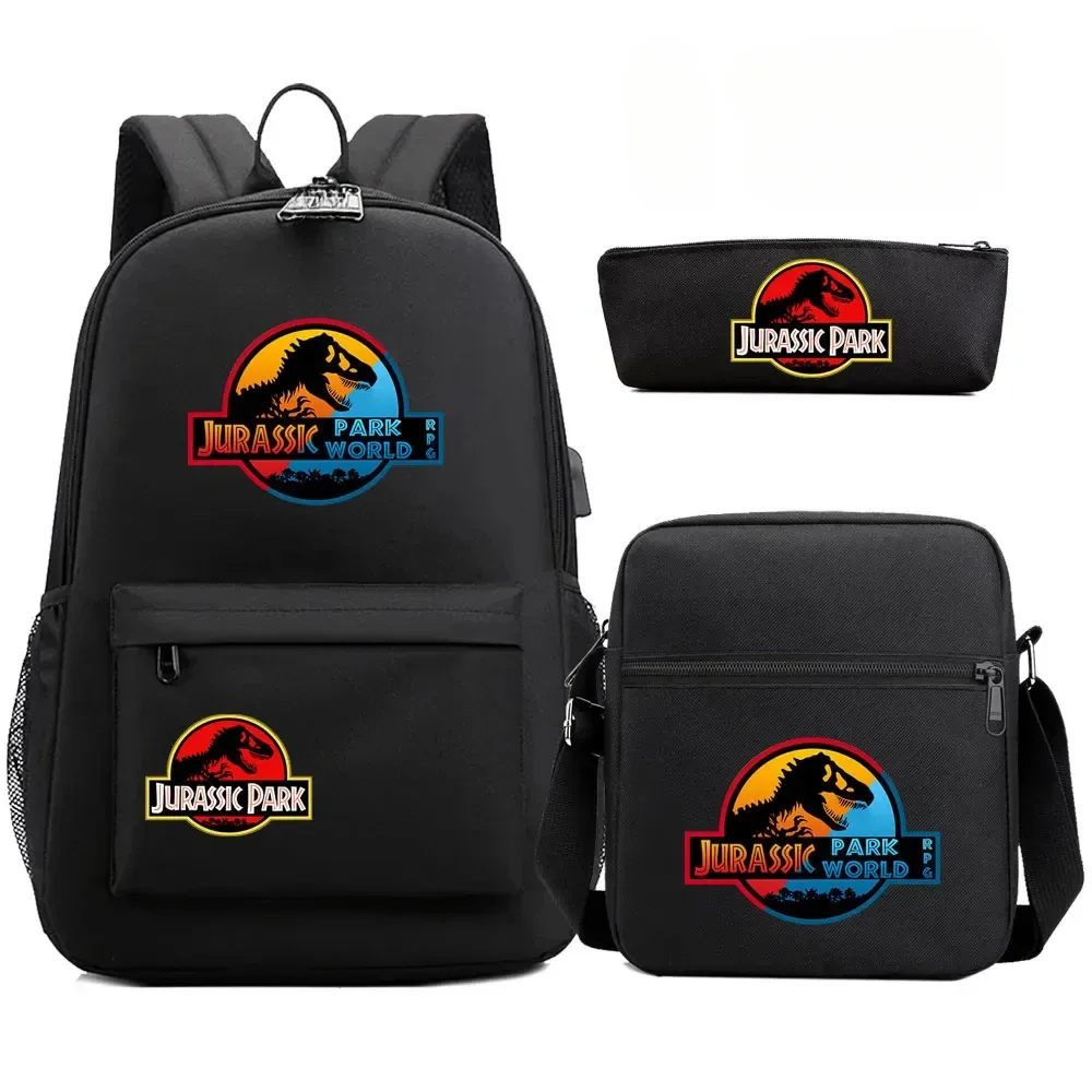 sac à dos de voyage avec serrure antivol usb pour garçon et fille, cartable pour livre d'école pour enfants, sac à stylo, 3 pièces