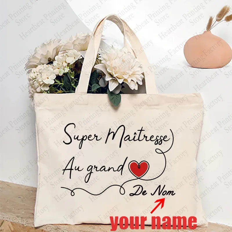 sac fourre-tout d'appréciation floral personnalisé pour enseignants avec nom personnalisé - sac à bandoulière cadeau éducatifs cadeaux de fin de l'année scolaire