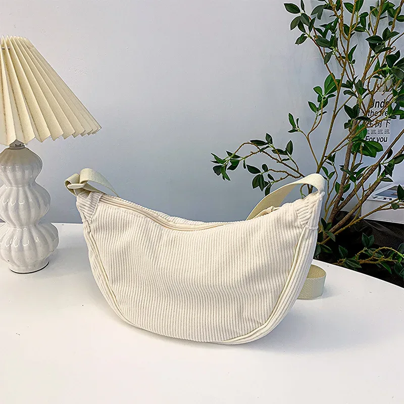 sac à bandoulière hobos en velours côtelé pour femmes, couleur unie, rétro décontracté, sacs à bandoulière pour dames, sacs à main de voyage quotidiens, sacoche