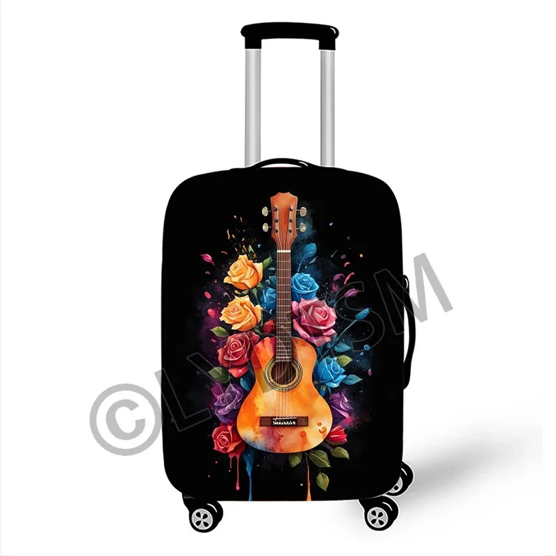 housse valise polyester motif musical coloré notes musique roses ailes protection voyage taille variable