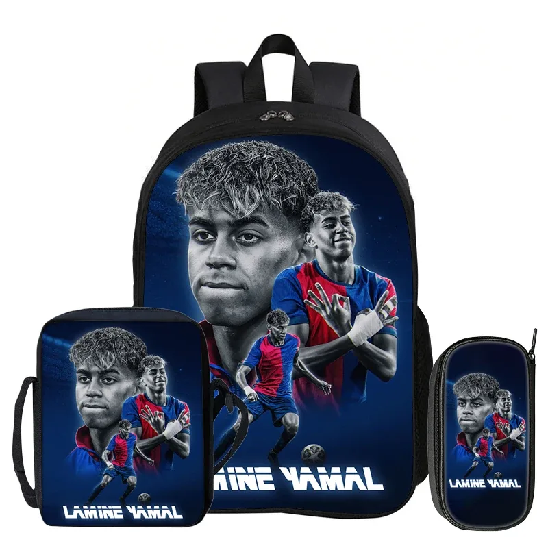 ensemble de 3 sacs à dos pour enfants, sac à dos de sport de football, sac à dos de star du football l-lamin yamal, sac à bandoulière pour étudiants, sacs à crayons
