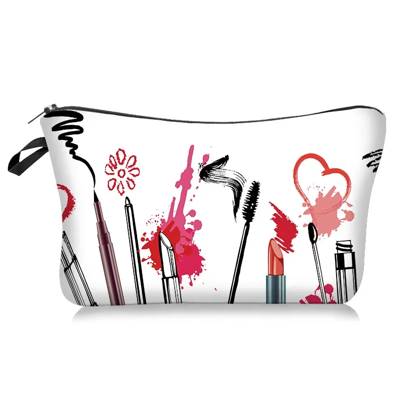 le nouveau sac de maquillage de la série à motifs légers et frais se vend bien. c'est un sac de rangement à main avec une housse en tissu polyester.