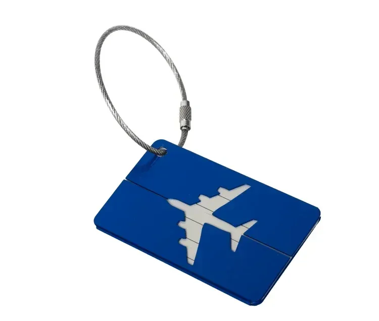 1 pièce étiquette de bagage de voyage en aluminium, porte-étiquette d'adresse pour valise, porte-carte métallique, accessoire de voyage tendance