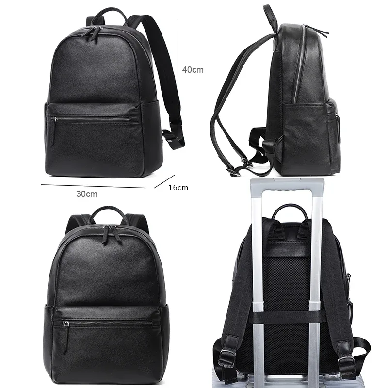 100% en cuir véritable hommes sacs à dos mode véritable cuir naturel étudiant sac à dos garçon de luxe affaires 15.6 pouces sac d'école pour ordinateur portable