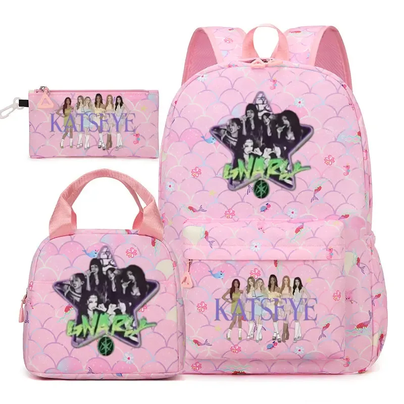 sac dos polyester motifs groupe filles poignée supérieure glissière capacité 20 35 litres unisexe couleurs rose clair violet bleu clair