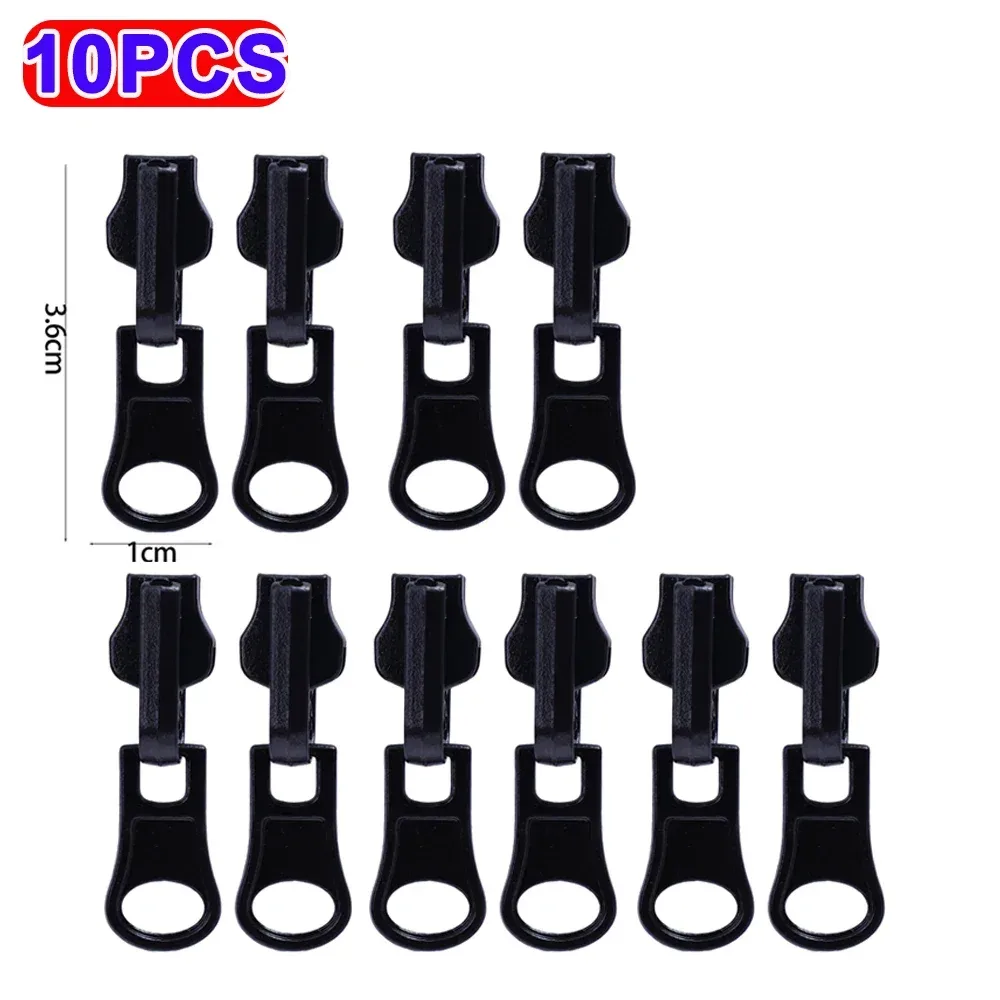 2-10 pièces fermetures à glissière rotatives double face veste robe sac bagages têtes de fermeture à glissière en métal kit de réparation fermeture éclair de remplacement de traction noire