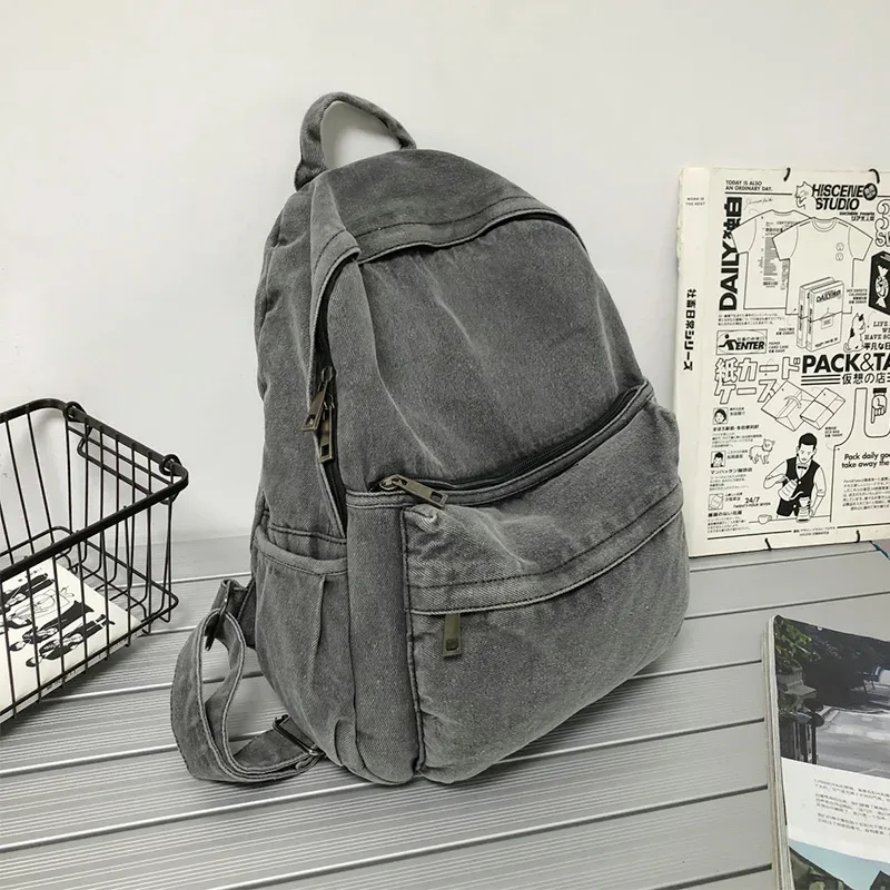 sac à dos en denim gris pour femmes, sac à épaule de voyage de loisirs, sacs d'école à la mode pour garçons et filles, nouvelle collection