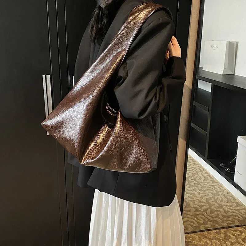 leftside – grands sacs hobo en cuir pu pour femmes, sac à bandoulière d'hiver pour dames, nouvelle tendance y2k, sacs à main et bourses, 2024