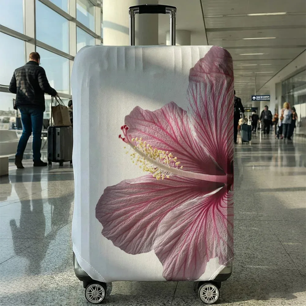 housse de bagage à imprimé fleur d'hibiscus, adaptée aux bagages de 18 à 32 pouces, manchon pour poignée de bagage, accessoires de voyage