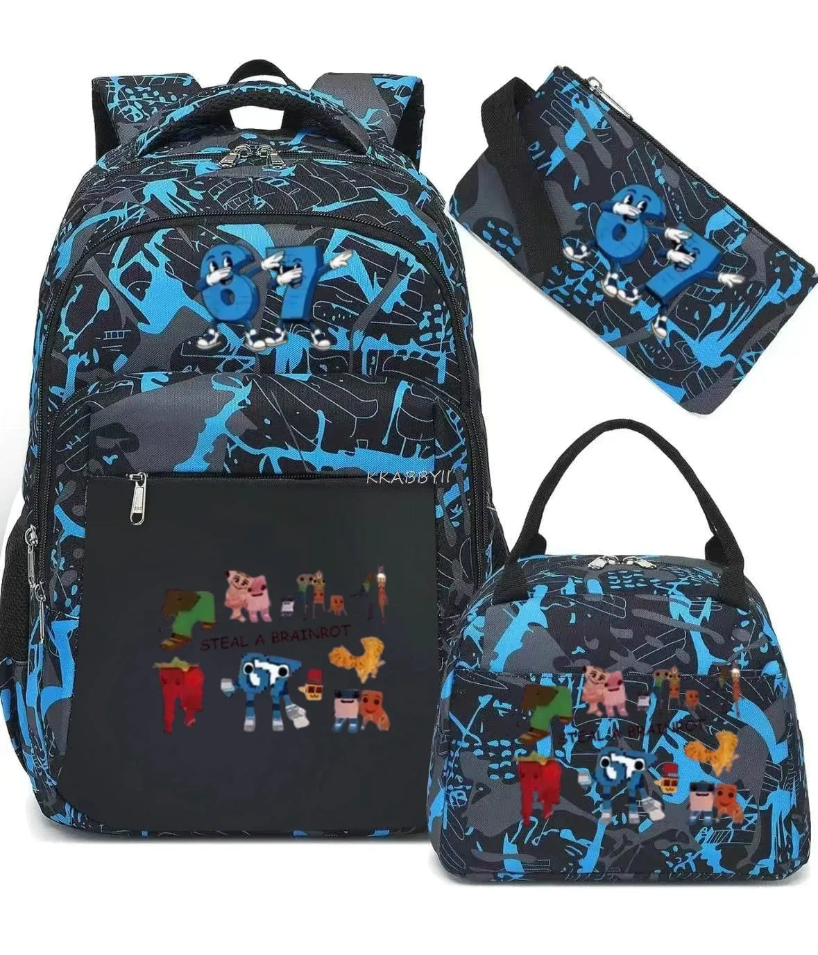 sac à dos steal a brainrot avec sac à lunch pour adolescents et étudiants, ensemble de voyage décontracté et confortable