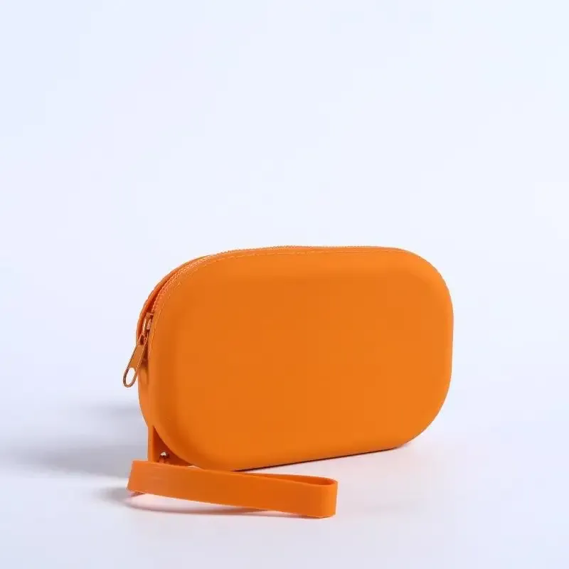 sac à fermeture éclair en silicone lisse pour écouteurs, portefeuille, organisateur de cosmétiques, porte-monnaie pour femmes et filles【smq】